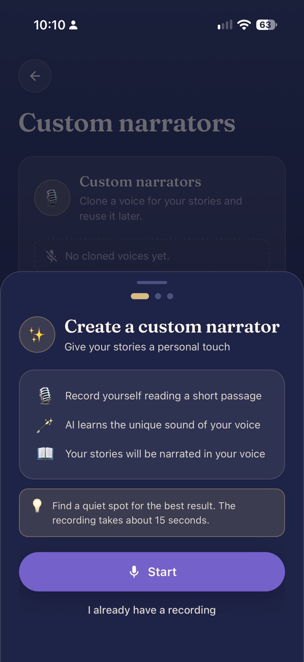 Creating a custom narrator from your own voice